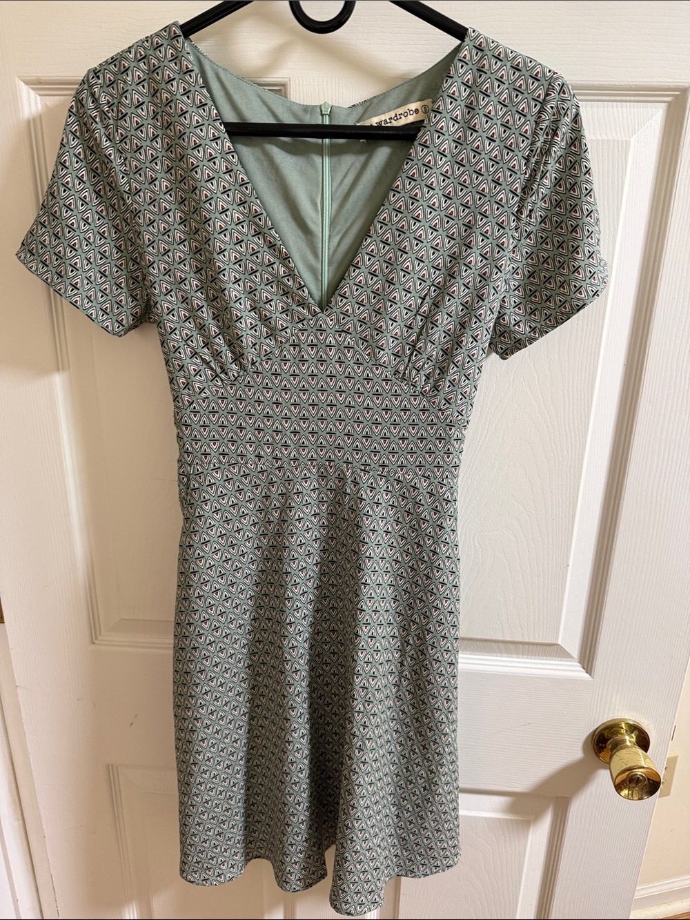 Geo-Print Mint A-Line Midi Dress